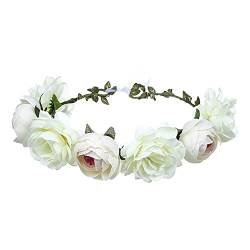 Blumenkrone Stirnband Kranz Girlande Haarbänder Blumen Hochzeit Braut Haarreifen Party Dekoration Kopfschmuck für Mädchen Damen Meer Urlaub ​ von Mucee