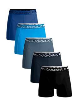 Herren 5er Pack Boxer Shorts Solid, Black/Blue/Grey/Blue/Blue, L von Muchachomalo