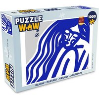MuchoWow Puzzle Blau - Porträt - Frau - Abstrakt, 1000 Puzzleteile, Foto-Puzzle, Bilderrätsel, Puzzlespiele, Klassisch von MuchoWow