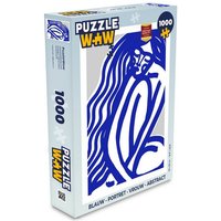 MuchoWow Puzzle Blau - Porträt - Frau - Abstrakt, 1000 Puzzleteile, Foto-Puzzle, Bilderrätsel, Puzzlespiele, Klassisch von MuchoWow