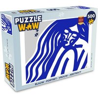 MuchoWow Puzzle Blau - Porträt - Frau - Abstrakt, 500 Puzzleteile, Foto-Puzzle, Bilderrätsel, Puzzlespiele, Spielzeug von MuchoWow