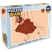 MuchoWow Puzzle Frau - Abstrakt - Porträt - Kunst, 500 Puzzleteile, Foto-Puzzle, Bilderrätsel, Puzzlespiele, Spielzeug von MuchoWow