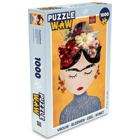 MuchoWow Puzzle Frau - Blumen - Gelb - Kunst, 1000 Puzzleteile, Foto-Puzzle, Bilderrätsel, Puzzlespiele, Klassisch von MuchoWow