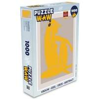 MuchoWow Puzzle Frau - Gelb - Grau - Abstrakt, 1000 Puzzleteile, Foto-Puzzle, Bilderrätsel, Puzzlespiele, Klassisch von MuchoWow