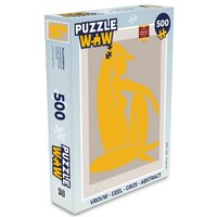 MuchoWow Puzzle Frau - Gelb - Grau - Abstrakt, 500 Puzzleteile, Foto-Puzzle, Bilderrätsel, Puzzlespiele, Spielzeug von MuchoWow