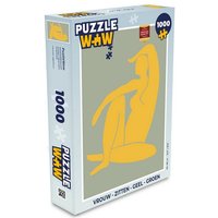 MuchoWow Puzzle Frau - Gelb - Grün - Minimalismus - Design, 1000 Puzzleteile, Foto-Puzzle, Bilderrätsel, Puzzlespiele, Klassisch von MuchoWow