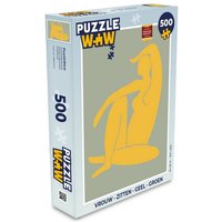 MuchoWow Puzzle Frau - Gelb - Grün - Minimalismus - Design, 500 Puzzleteile, Foto-Puzzle, Bilderrätsel, Puzzlespiele, Spielzeug von MuchoWow