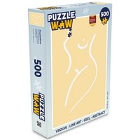 MuchoWow Puzzle Frau - Linienkunst - Gelb - Abstrakt, 500 Puzzleteile, Foto-Puzzle, Bilderrätsel, Puzzlespiele, Spielzeug von MuchoWow