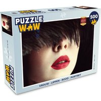 MuchoWow Puzzle Frau - Lippen - Rot - Porträt, 500 Puzzleteile, Foto-Puzzle, Bilderrätsel, Puzzlespiele, Spielzeug von MuchoWow