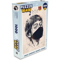 MuchoWow Puzzle Frau - Mundstück - Krone - Zeichnung, 1000 Puzzleteile, Foto-Puzzle, Bilderrätsel, Puzzlespiele, Klassisch von MuchoWow