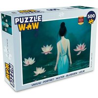 MuchoWow Puzzle Frau - Porträt - Wasser - Blumen - Lilie, 500 Puzzleteile, Foto-Puzzle, Bilderrätsel, Puzzlespiele, Spielzeug von MuchoWow