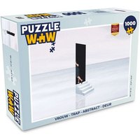 MuchoWow Puzzle Frau - Treppe - Abstrakt - Tür, 1000 Puzzleteile, Foto-Puzzle, Bilderrätsel, Puzzlespiele, Klassisch von MuchoWow