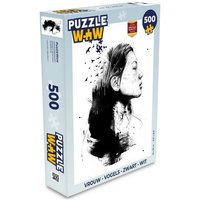 MuchoWow Puzzle Frau - Vögel - Schwarz und weiß, 500 Puzzleteile, Foto-Puzzle, Bilderrätsel, Puzzlespiele, Spielzeug von MuchoWow