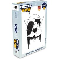 MuchoWow Puzzle Liebe - Kuss - Formen - Weiß, 1000 Puzzleteile, Foto-Puzzle, Bilderrätsel, Puzzlespiele, Klassisch von MuchoWow