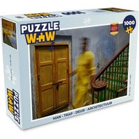 MuchoWow Puzzle Mensch - Treppe - Tür - Architektur, 1000 Puzzleteile, Foto-Puzzle, Bilderrätsel, Puzzlespiele, Klassisch von MuchoWow