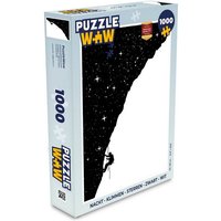 MuchoWow Puzzle Nacht - Klettern - Sterne - Schwarz - Weiß, 1000 Puzzleteile, Foto-Puzzle, Bilderrätsel, Puzzlespiele, Klassisch von MuchoWow