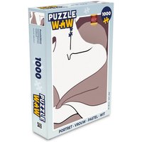 MuchoWow Puzzle Porträt - Frau - Pastell - Weiß, 1000 Puzzleteile, Foto-Puzzle, Bilderrätsel, Puzzlespiele, Klassisch von MuchoWow