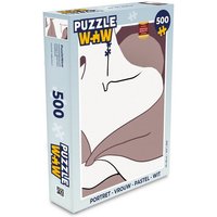 MuchoWow Puzzle Porträt - Frau - Pastell - Weiß, 500 Puzzleteile, Foto-Puzzle, Bilderrätsel, Puzzlespiele, Spielzeug von MuchoWow