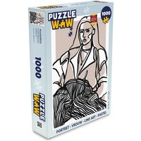 MuchoWow Puzzle Porträt - Frau - Strichzeichnung - Pastell, 1000 Puzzleteile, Foto-Puzzle, Bilderrätsel, Puzzlespiele, Klassisch von MuchoWow