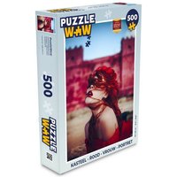 MuchoWow Puzzle Schloss - Rot - Frau - Porträt, 500 Puzzleteile, Foto-Puzzle, Bilderrätsel, Puzzlespiele, Spielzeug von MuchoWow