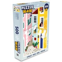 MuchoWow Puzzle Straße - Wachs - Gelb - Frau, 500 Puzzleteile, Foto-Puzzle, Bilderrätsel, Puzzlespiele, Spielzeug von MuchoWow