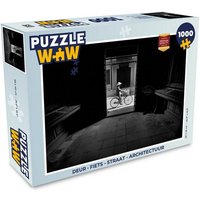 MuchoWow Puzzle Tür - Fahrrad - Straße - Architektur, 1000 Puzzleteile, Foto-Puzzle, Bilderrätsel, Puzzlespiele, Klassisch von MuchoWow