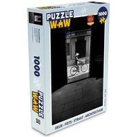 MuchoWow Puzzle Tür - Fahrrad - Straße - Architektur, 1000 Puzzleteile, Foto-Puzzle, Bilderrätsel, Puzzlespiele, Klassisch von MuchoWow