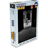 MuchoWow Puzzle Tür - Fahrrad - Straße - Architektur, 500 Puzzleteile, Foto-Puzzle, Bilderrätsel, Puzzlespiele, Spielzeug von MuchoWow