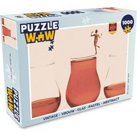 MuchoWow Puzzle Vintage - Frau - Glas - Pastell - Abstrakt, 1000 Puzzleteile, Foto-Puzzle, Bilderrätsel, Puzzlespiele, Klassisch von MuchoWow