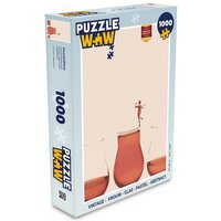 MuchoWow Puzzle Vintage - Frau - Glas - Pastell - Abstrakt, 1000 Puzzleteile, Foto-Puzzle, Bilderrätsel, Puzzlespiele, Klassisch von MuchoWow