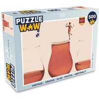 MuchoWow Puzzle Vintage - Frau - Glas - Pastell - Abstrakt, 500 Puzzleteile, Foto-Puzzle, Bilderrätsel, Puzzlespiele, Spielzeug von MuchoWow