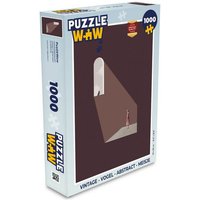 MuchoWow Puzzle Vintage - Vogel - Abstrakt - Mädchen, 1000 Puzzleteile, Foto-Puzzle, Bilderrätsel, Puzzlespiele, Klassisch von MuchoWow