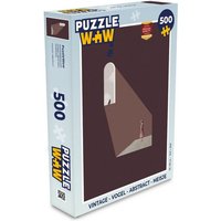 MuchoWow Puzzle Vintage - Vogel - Abstrakt - Mädchen, 500 Puzzleteile, Foto-Puzzle, Bilderrätsel, Puzzlespiele, Spielzeug von MuchoWow