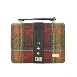 Mucros Weavers Damen Handtasche „Fiona“ aus Irischer Wolle Tweed und Leder hergestellt in Irland, Herbstkariert von Mucros Weavers