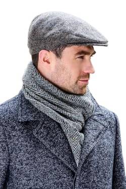 Mucros Weavers Men's Irish Trinity Flat Cap Driving Cap Made in Ireland (Grey, Large) von Mucros Weavers