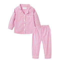 Mud Kingdom Jungen Kragen Pyjama Set Knopf runter Nettes Plaid Rosa 9-10 Jahre von Mud Kingdom