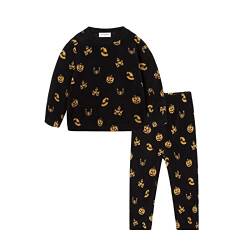 Mud Kingdom Jungen Schlafanzug Pyjama Kinder Baumwolle Zweiteiliger Schlafanzüge Set Herbst Winter Weihnachten Nachtwäsche Polar Fleece Halloween Kürbis Schwarz 6 Jahre von Mud Kingdom