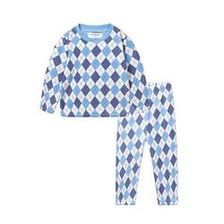 Mud Kingdom Jungen Schlafanzug Pyjama Kinder Baumwolle Zweiteiliger Schlafanzüge Set Herbst Winter Weihnachten Nachtwäsche Polar Fleece Rhombus Plaid 8 Jahre von Mud Kingdom