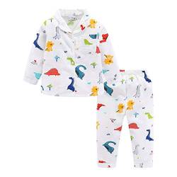 Mud Kingdom Kleine Jungen Karikatur Pyjama Set mit Kragen Netter Dinosaurier Weiß 5 Jahre von Mud Kingdom