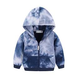 Mud Kingdom Kleine Jungs Jersey Full Zip Hoodie Fashion Tie Dye Deep Blue 5 Jahre von Mud Kingdom