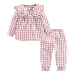 Mud Kingdom Kleine Mädchen Pyjama Sets Peter Pan Kragen Süß Kariertes Rosa 5 Jahre von Mud Kingdom