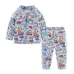 Mud Kingdom Kleinkind Jungen Kragen Pyjama Set Cartoon Autos Graue Baumwolle Homewear 4 Jahre von Mud Kingdom