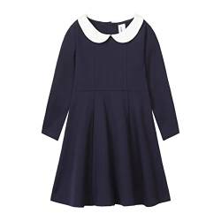 Mud Kingdom Kleinkind Mädchen Kleid Peter Pan Kragen Kleider Langarm Zurück Button Down Schule Uniform Casual Frühling Herbst Navy Blau 6 Jahre von Mud Kingdom