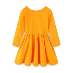 Mud Kingdom Kleinkind Mädchens Kleid Langarm Kleid Rückenfrei Baumwolle Orange 3 Jahre von Mud Kingdom
