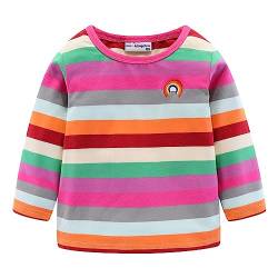 Mud Kingdom kleine Mädchen T-Shirts Regenbogen-Streifen Lange Ärmel Rose Rot 4-5 Jahre von Mud Kingdom