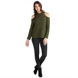 Mud Pie Damen Cold Shoulder Sweater Pullover, Grün, Groß von Mud Pie