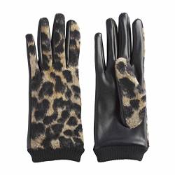 Mud Pie Damen Handschuhe, Leopardenmuster, gerippt, Einheitsgröße, Hellbraun, hautfarben von Mud Pie