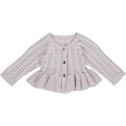 Müsli by Green Cotton Baby Girls Knit Needle Out Cardigan Sweater, Soft Lilac, 80 von Müsli by Green Cotton
