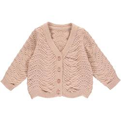 Müsli by Green Cotton Baby - Mädchen Knit Needle Out Baby Cardigan Sweater, Spa Rose, 80 EU von Müsli by Green Cotton