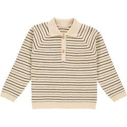 Müsli by Green Cotton Jungen Knit Stripe Collar Pullover Sweater, Night Blue, 104 EU von Müsli by Green Cotton